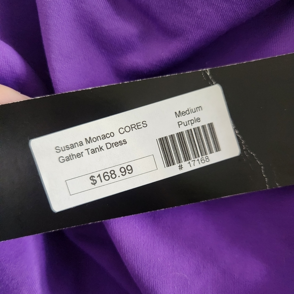 NWT SUSANA MONACO Gathered Purple Tank Dress Size Medium - Picture 4 of 7